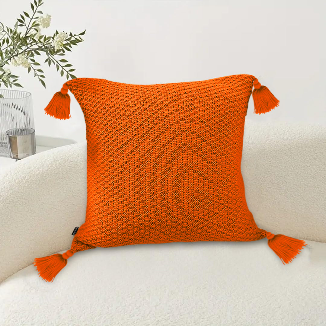SOGA 50cm SOGA 50cm Chunky Knit Pillowcase (Coral Orange)