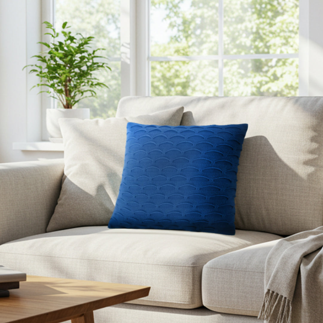 SOGA 45cm Scalloped Wave Pillowcase (Navy Blue)