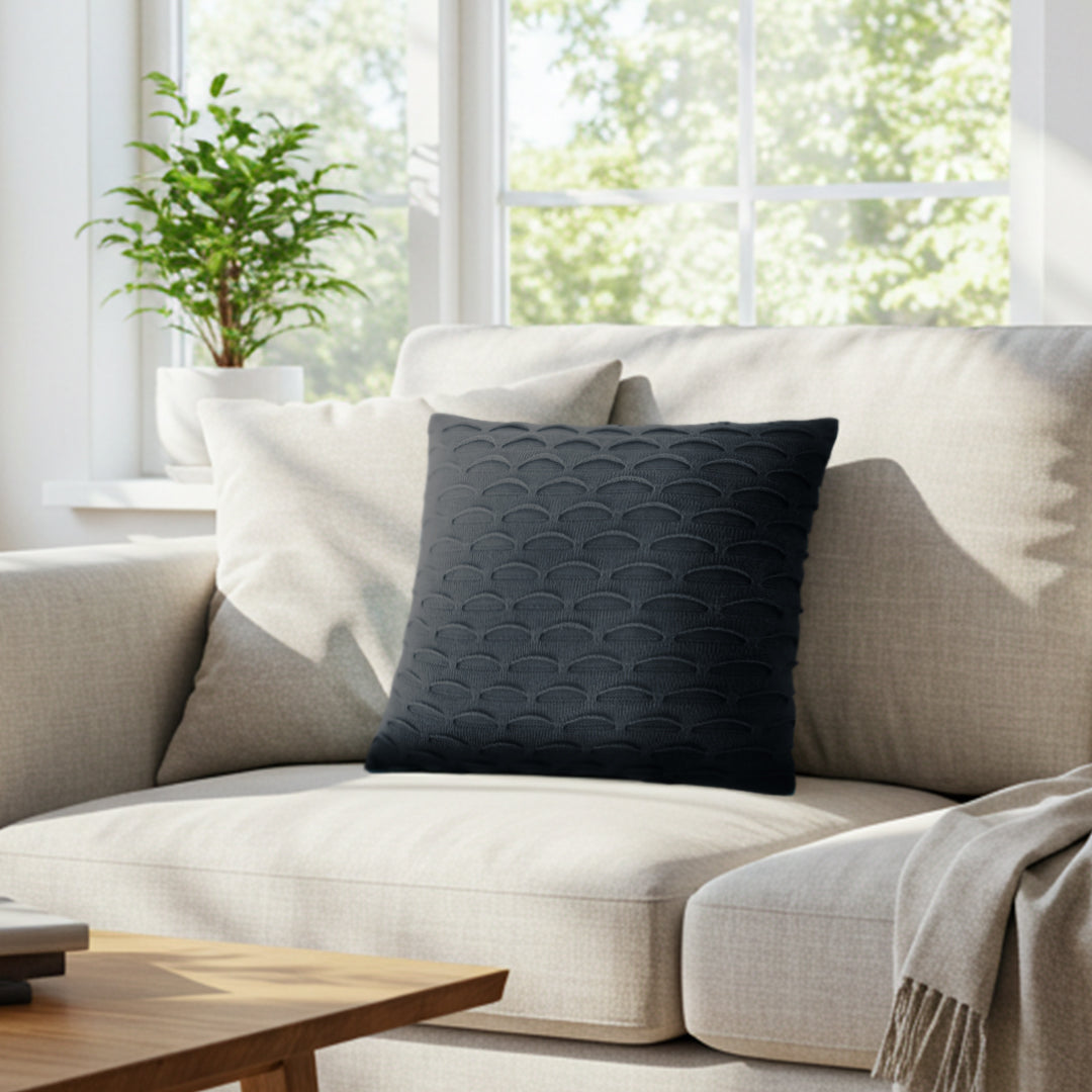 SOGA 45cm Scalloped Wave Pillowcase (Charcoal Gray)