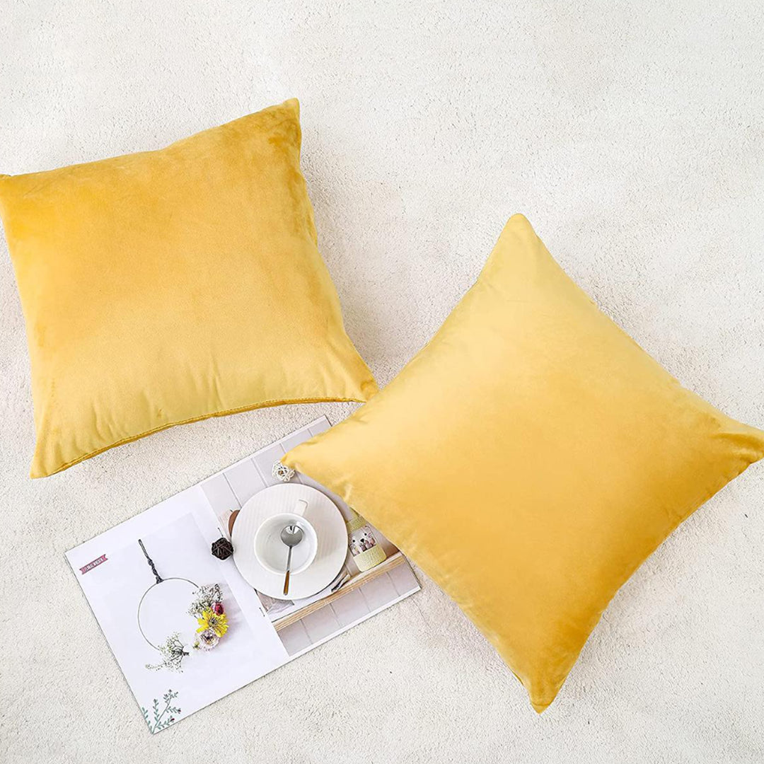 SOGA 45cm Velvet Pillowcase (Golden Yellow)
