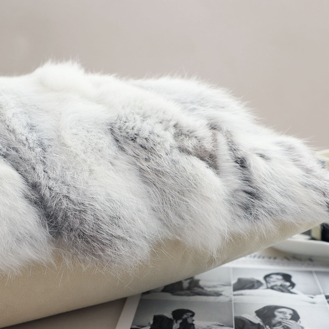 SOGA 30x50cm Luxury Faux Fur Pillowcase (Gray/White)