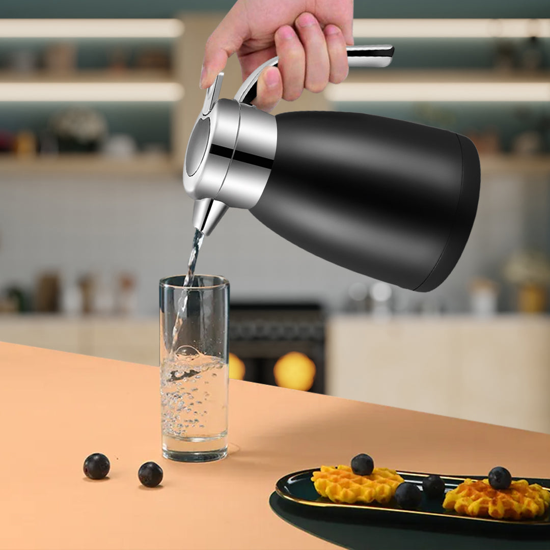 SOGA 2X 1.8L Stainless Steel Insulated Vacuum Flask Coffee Water Jug Thermal Black
