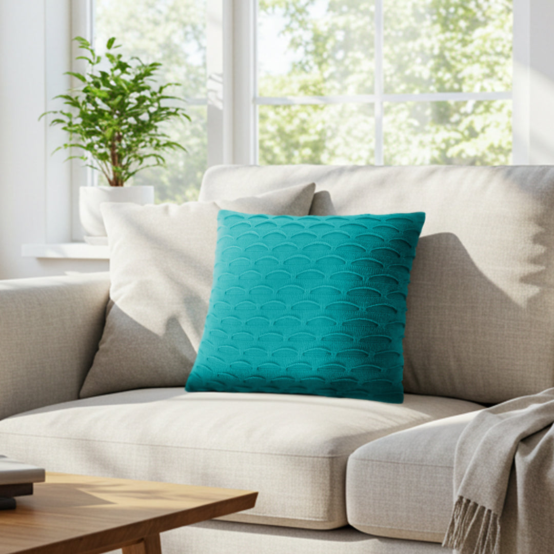 SOGA 45cm Scalloped Wave Pillowcase (Teal Green)