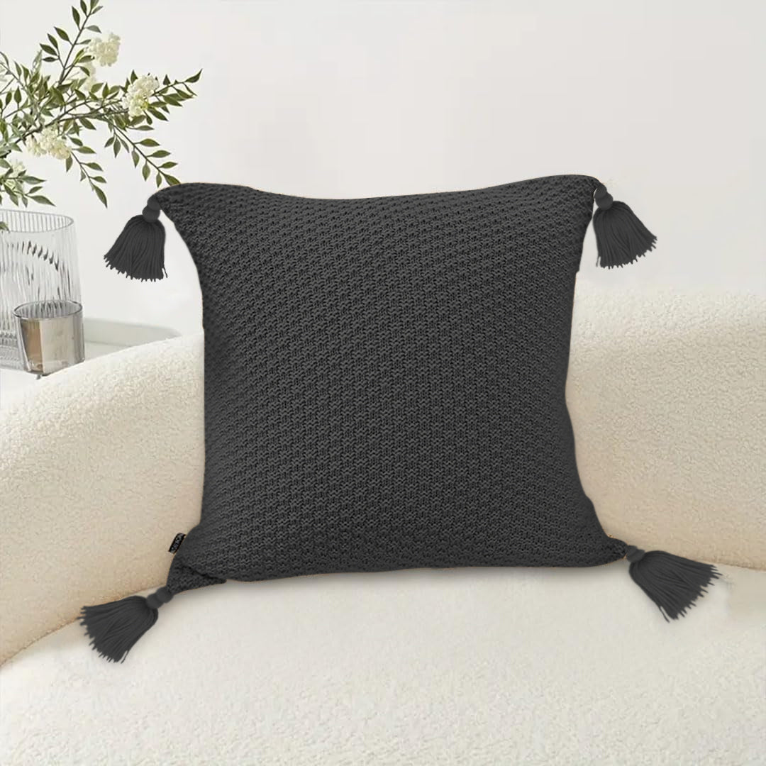 SOGA 50cm Chunky Knit Pillowcase (Charcoal Gray)