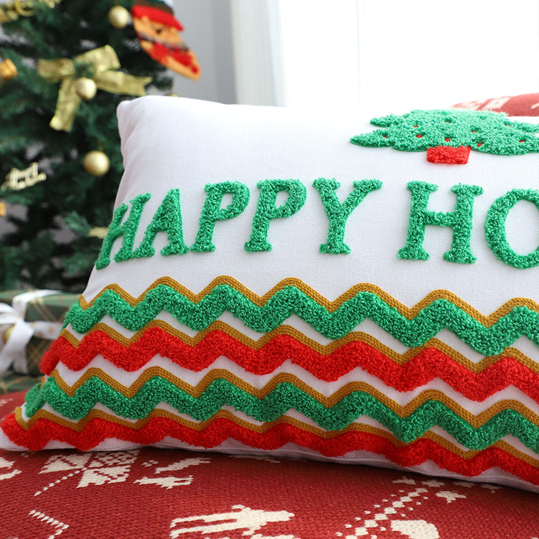SOGA 40x60cm Cheerful "Happy Holidays" Tree Pillowcase