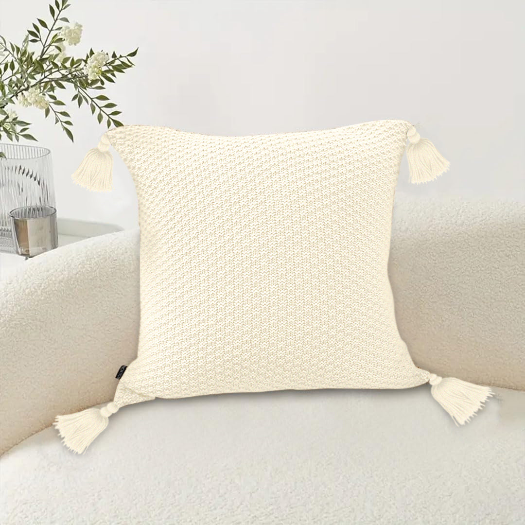 SOGA 50cmTextured Pillowcase (Cream White)
