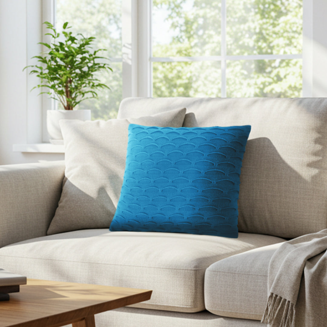 SOGA 45cm Scalloped Wave Pillowcase (Turquoise Blue)