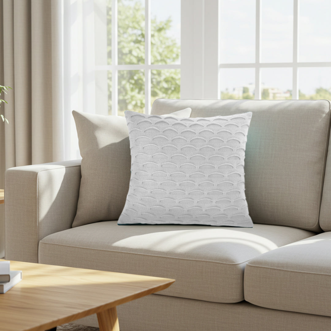 SOGA 45cm Scalloped Wave Pillowcase (Pure White)