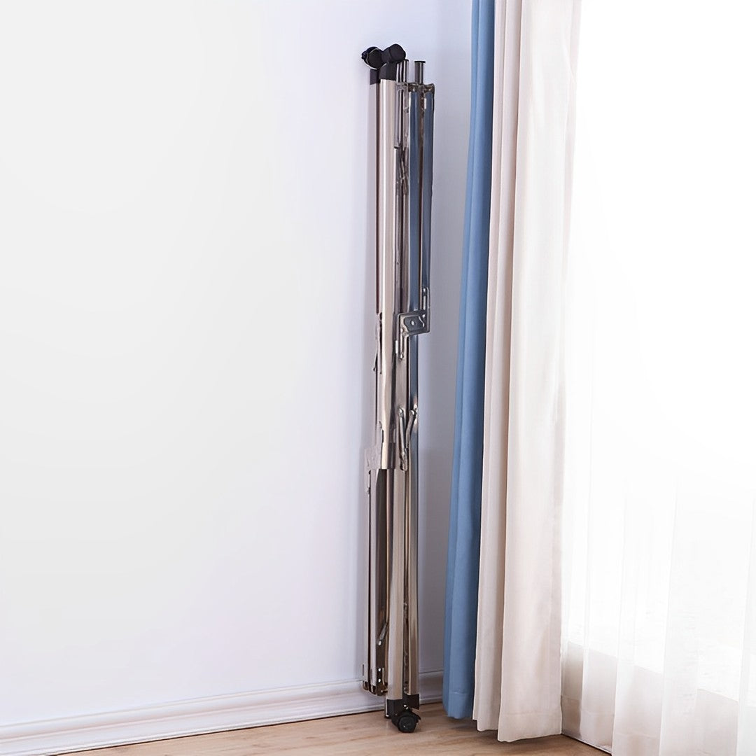 SOGA 2X 2.4m Portable Standing Clothes Drying Rack Foldable Space-Saving Laundry Holder with Wheels
