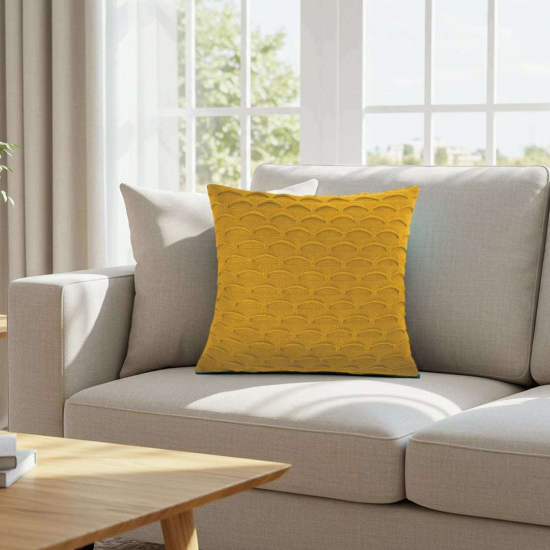 SOGA 45cm Scalloped Wave Pillowcase (Sunshine Yellow)