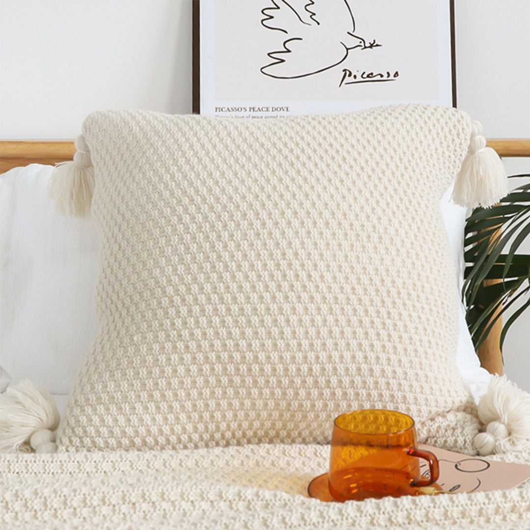 SOGA 50cmTextured Pillowcase (Cream White)