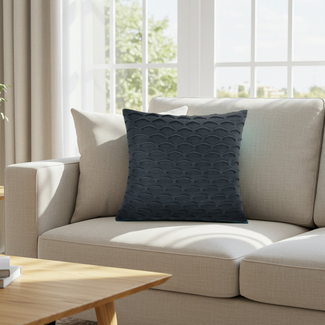 SOGA 45cm Scalloped Wave Pillowcase (Charcoal Gray)