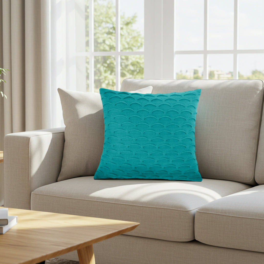 SOGA 45cm Scalloped Wave Pillowcase (Teal Green)