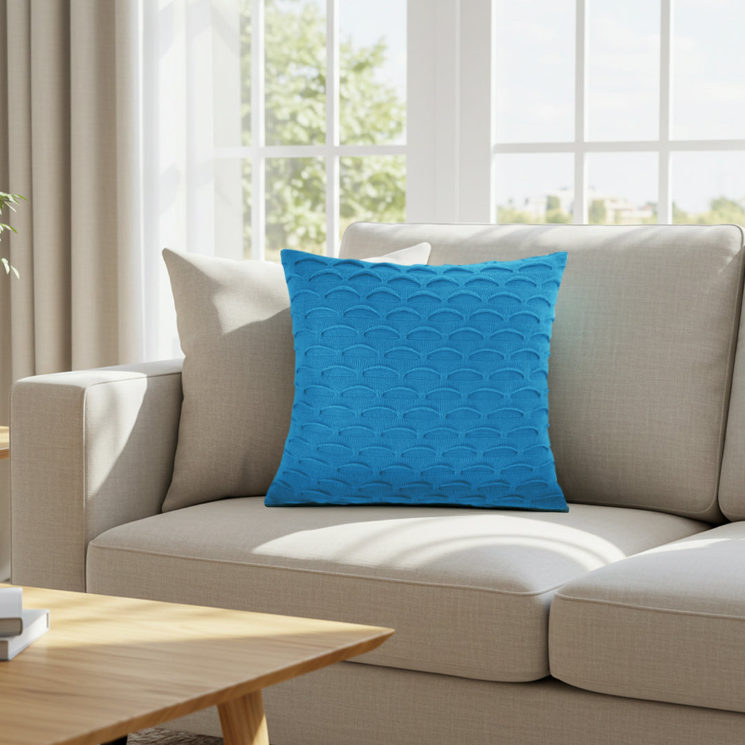 SOGA 45cm Scalloped Wave Pillowcase (Turquoise Blue)