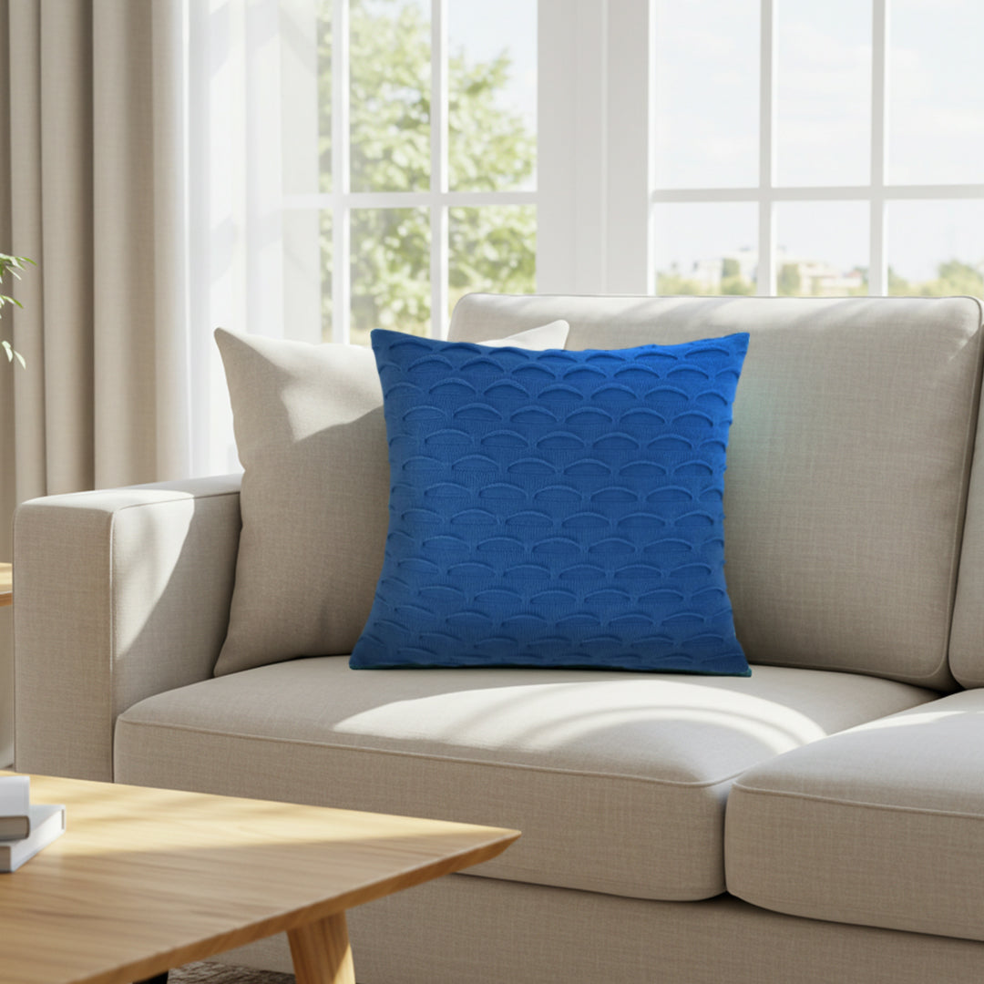 SOGA 45cm Scalloped Wave Pillowcase (Navy Blue)