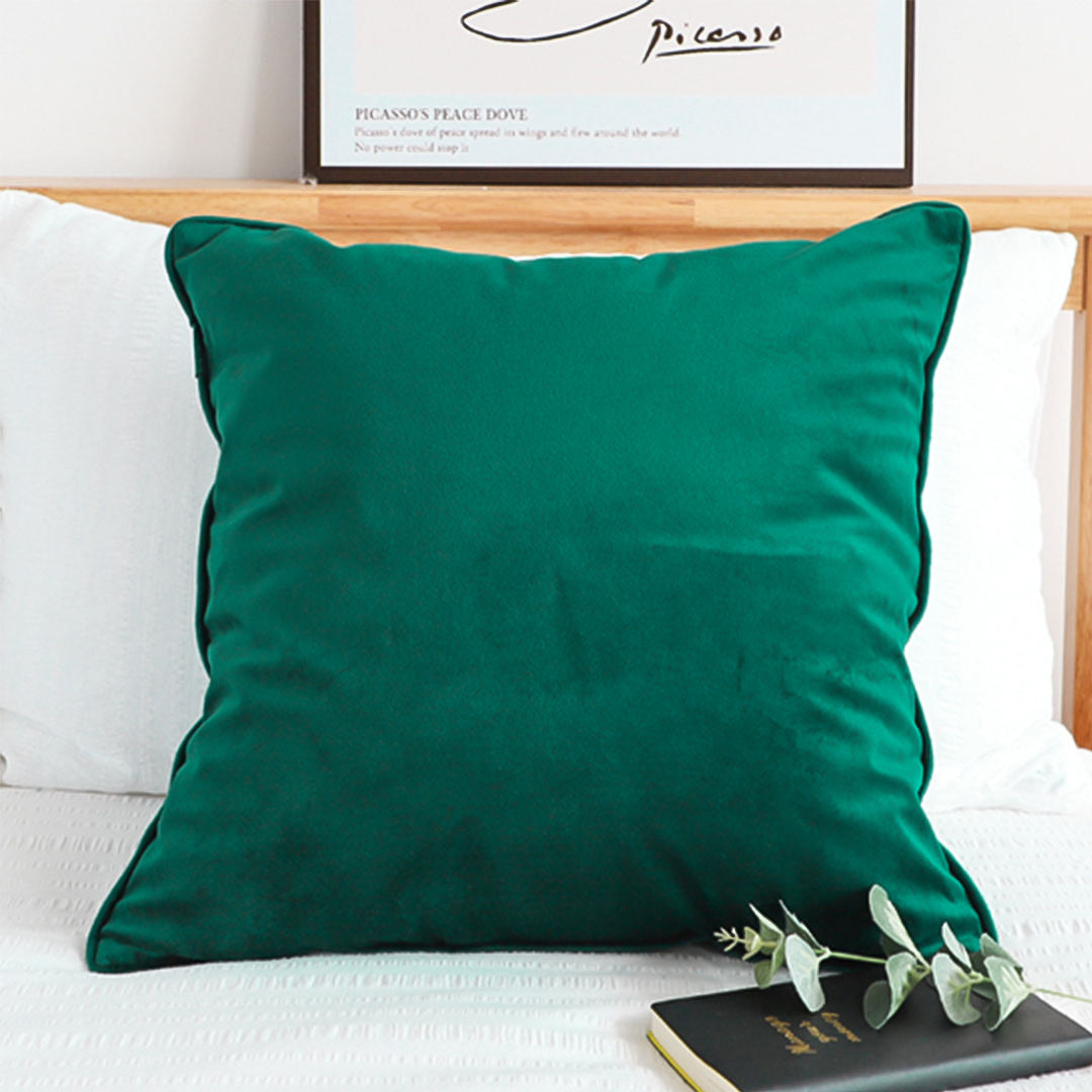 SOGA 45cm Velvet Pillowcase (Emerald Green)