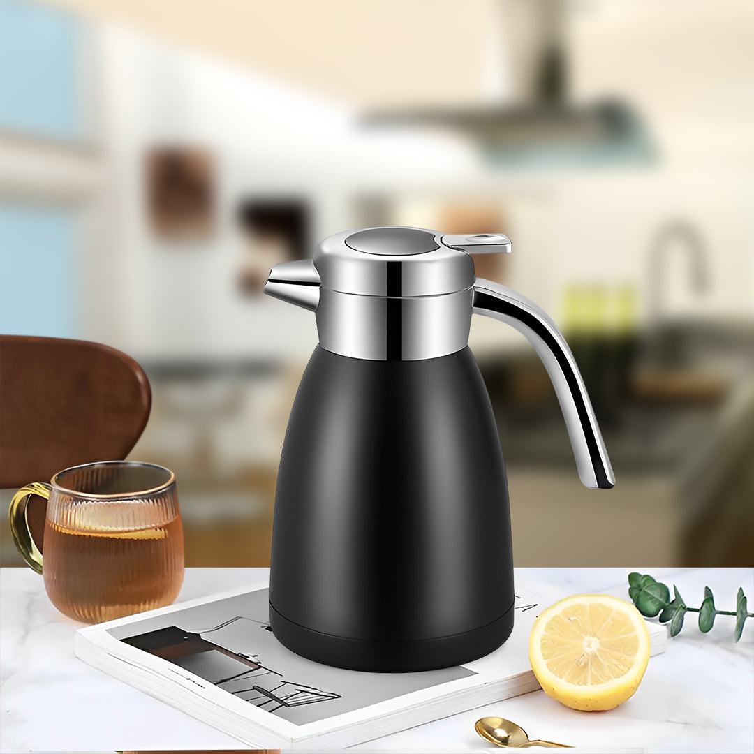 SOGA 2X 1.8L Stainless Steel Insulated Vacuum Flask Coffee Water Jug Thermal Black