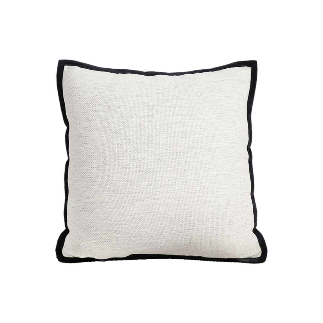 SOGA 45cm Minimalist Cream Pillowcase with Black Piping