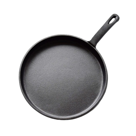 SOGA 26cm Round Cast Iron Frying Pan Skillet Griddle Sizzle Platter