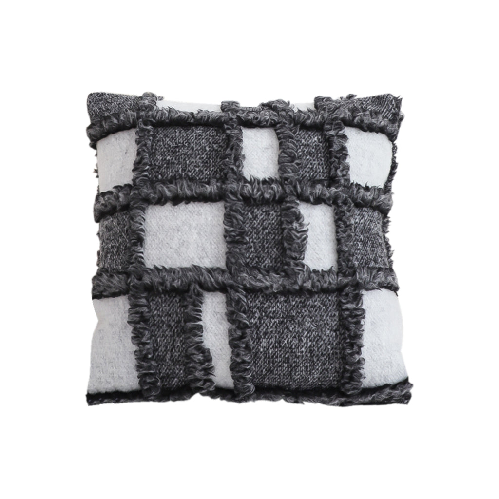 SOGA 45cm Luxurious Faux Fur Textured Checkered Pillowcase