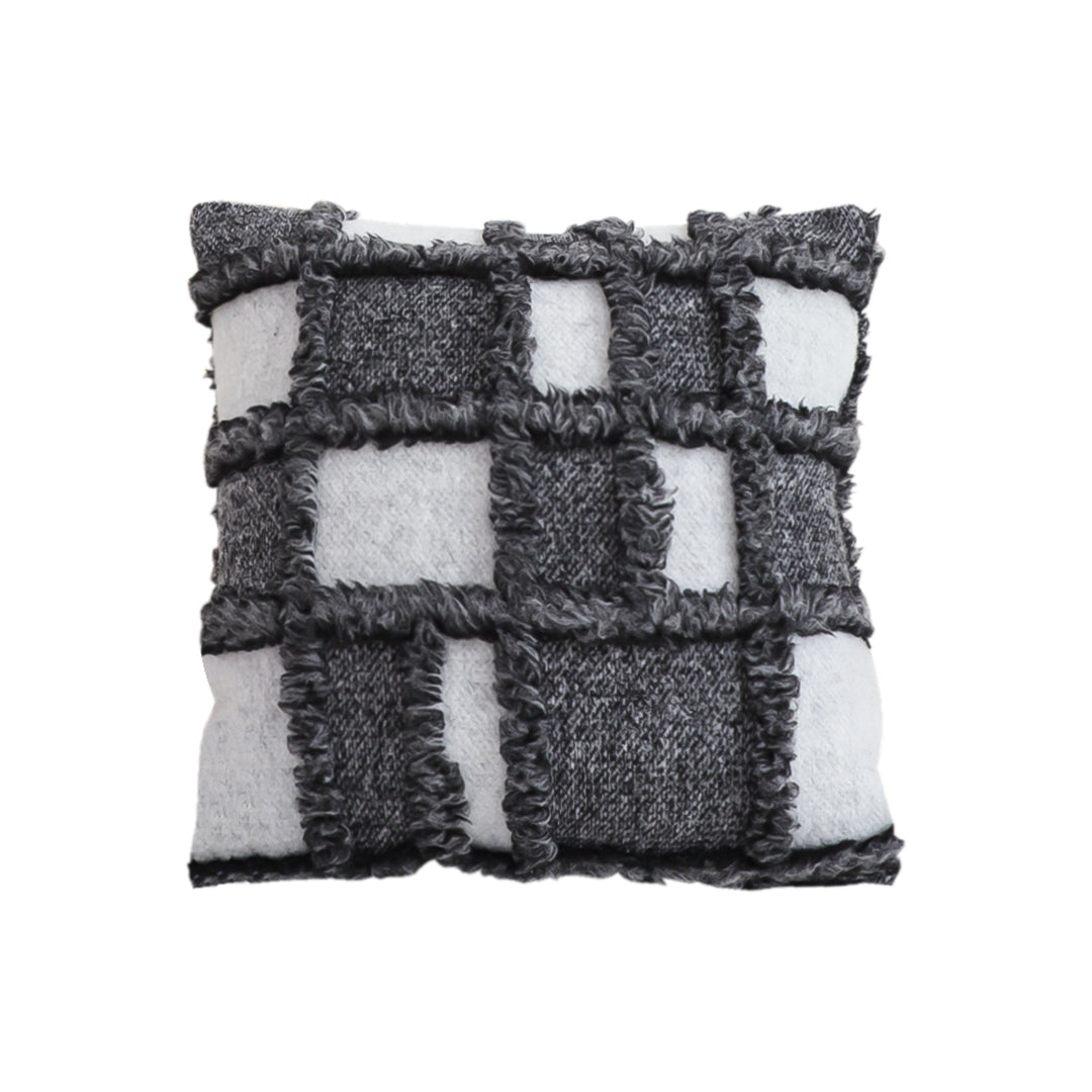 SOGA 45cm Luxurious Faux Fur Textured Checkered Pillowcase