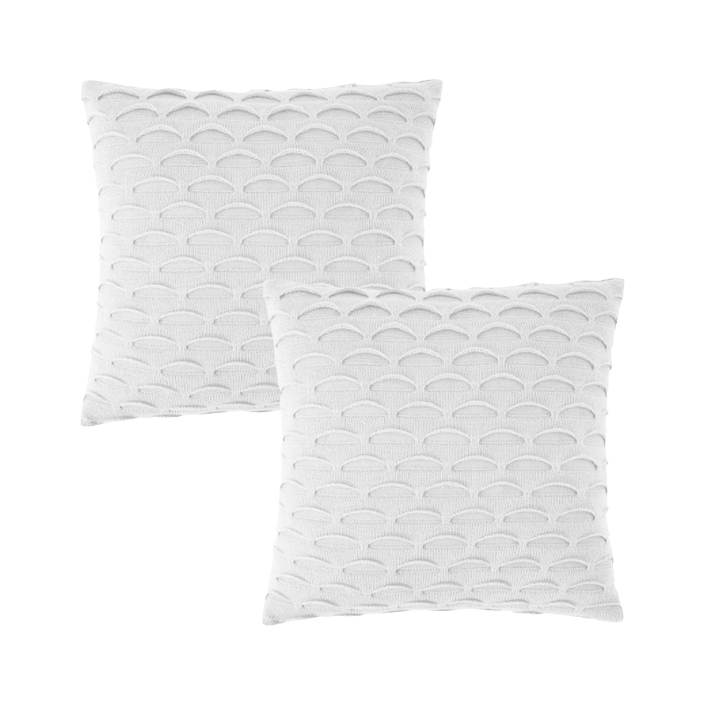 SOGA 2X 45cm Pure White Scalloped Wave Pillowcase – Elegant Textured Cushion Covers for Modern Home Décor