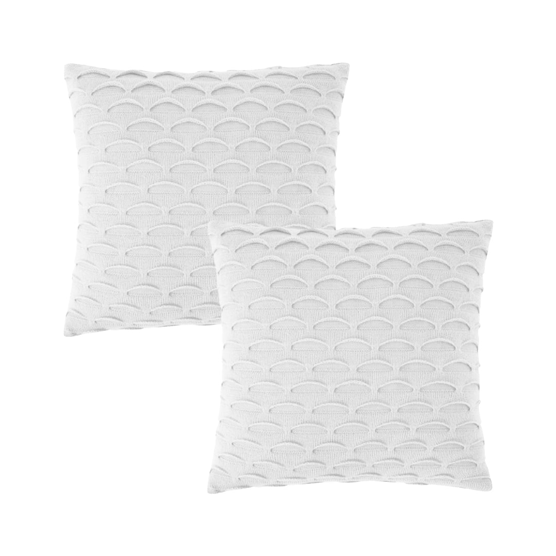 SOGA 2X 45cm Pure White Scalloped Wave Pillowcase – Elegant Textured Cushion Covers for Modern Home Décor