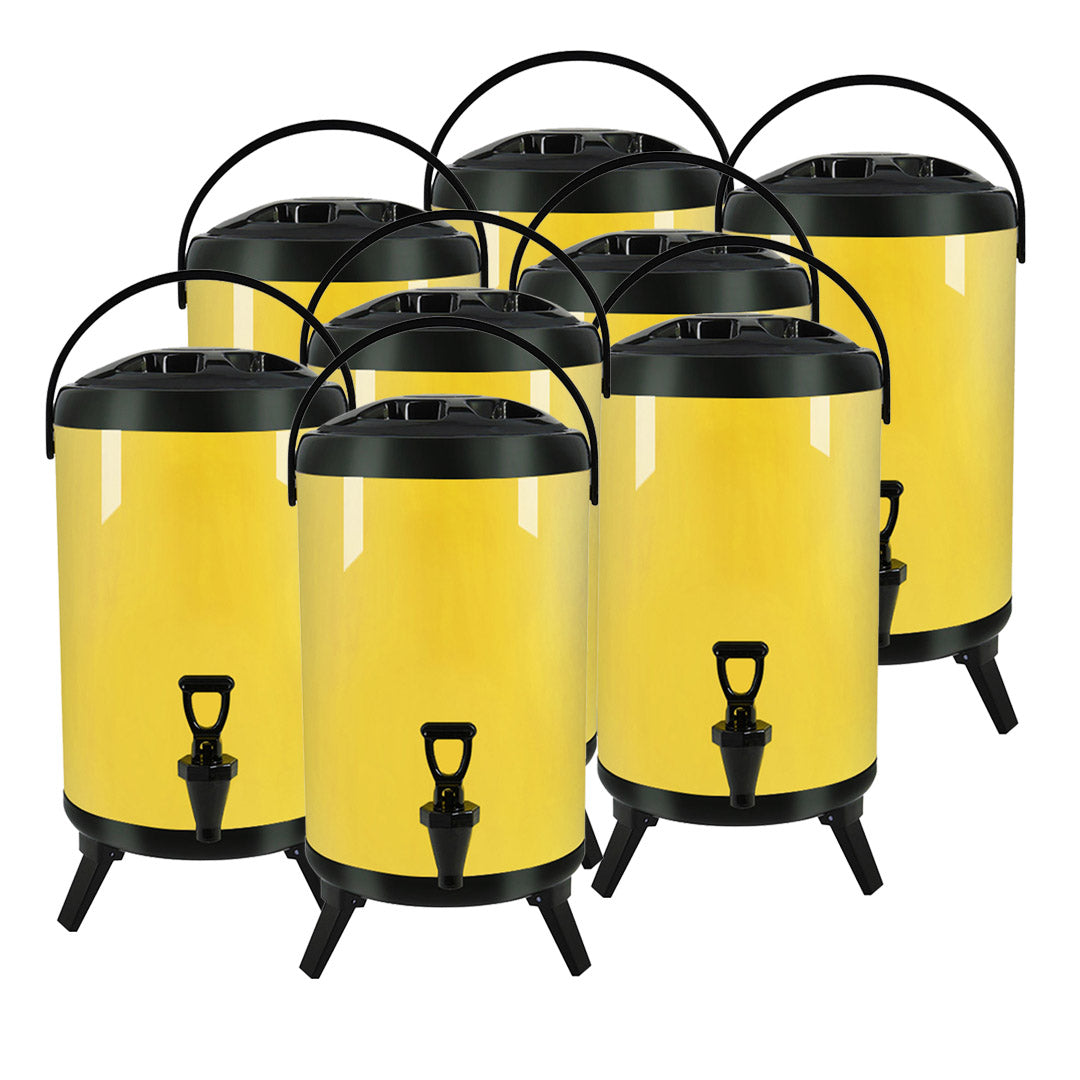 SOGA 8X 3.2 Gal Stainless Steel Insulated Milk Tea Barrel Hot and Cold Beverage Dispenser Container with Faucet Yellow