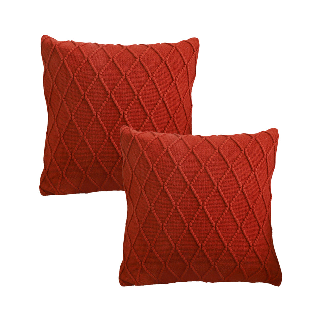 SOGA 2X 45cm Classic Red Diamond Knit Pillowcases – Soft Decorative Cushion Covers for Sofa, Bed & Home Décor