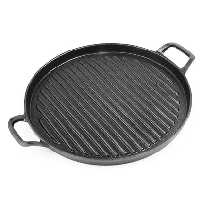 SOGA 30cm Ribbed Cast Iron Frying Pan Skillet Steak Sizzle Platter