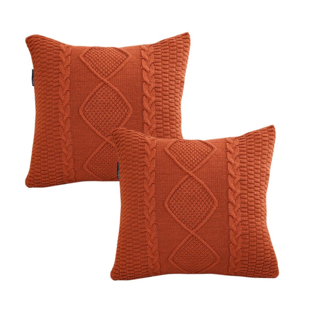 SOGA 2X 45cm Cable Knit Diamond Pillowcase