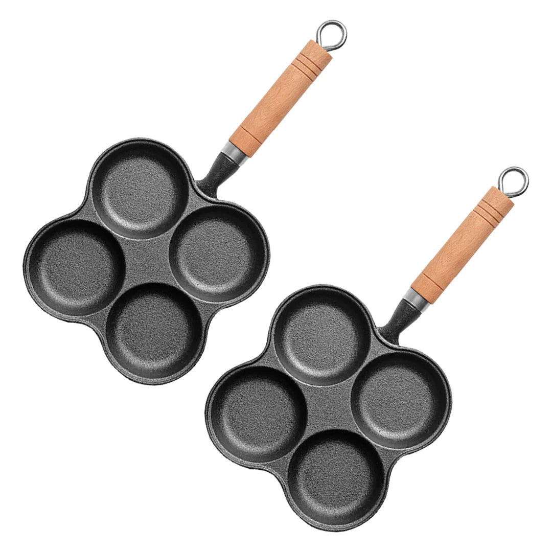 SOGA 2X 4 Mold Multi-Portion Cast Iron Breakfast Fried Egg Pancake Omelet Fry Pan