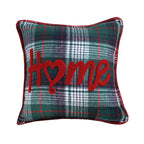 SOGA 45cm Rustic Plaid "Home" Accent Pillow Cover