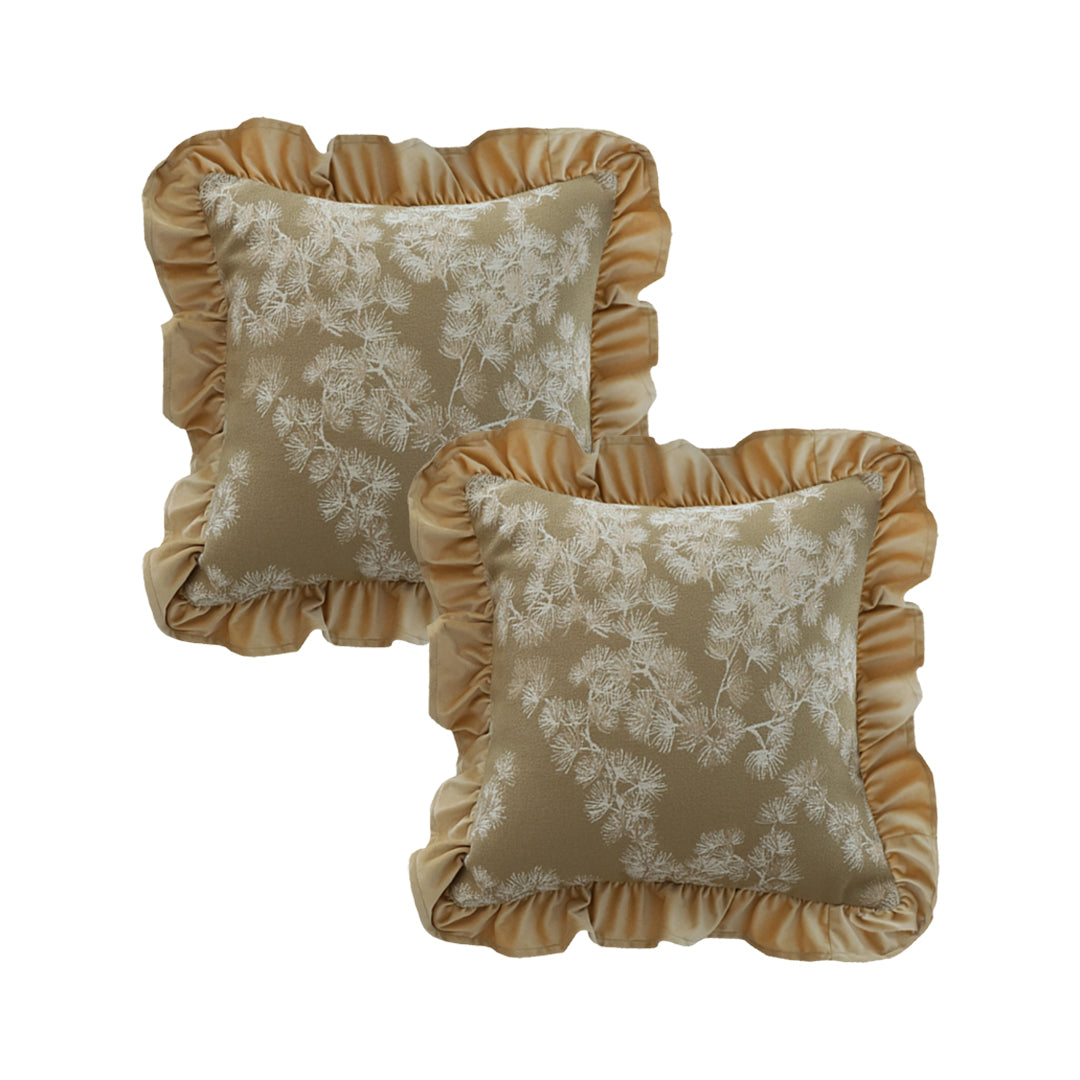 SOGA 2X 45cm Champagne Floral with Gold Ruffle