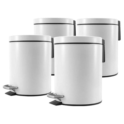 SOGA 4X Foot Pedal Stainless Steel Rubbish Recycling Garbage Waste Trash Bin Round 12L White