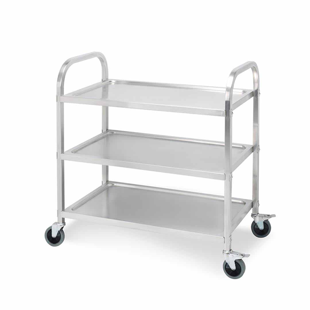 SOGA 3 Tier Stainless Steel Kitchen Dinning Food Cart Trolley Utility Size 75x40x83.5cm Small