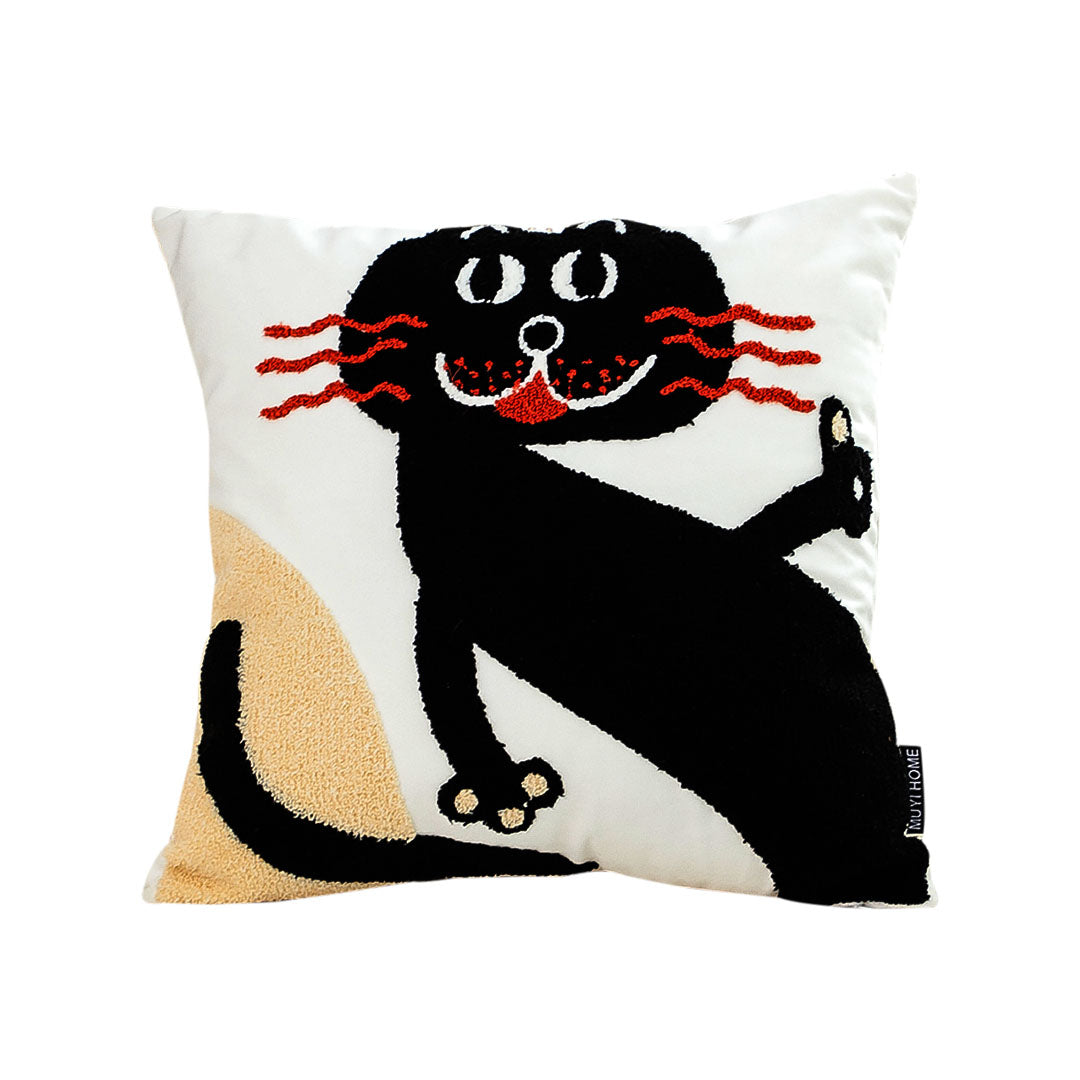 SOGA 45cm Playful Black Cat Silhouette Pillowcase