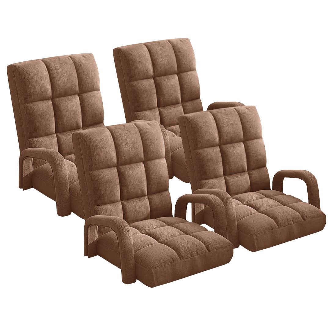 SOGA 4X Foldable Lounge Cushion Adjustable Floor Lazy Recliner Chair with Armrest Coffee