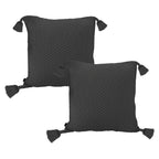 SOGA 2X 50cm Chunky Knit Decorative Pillow Covers with Tassels – Charcoal Gray