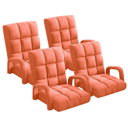 SOGA 4X Foldable Lounge Cushion Adjustable Floor Lazy Recliner Chair with Armrest Orange