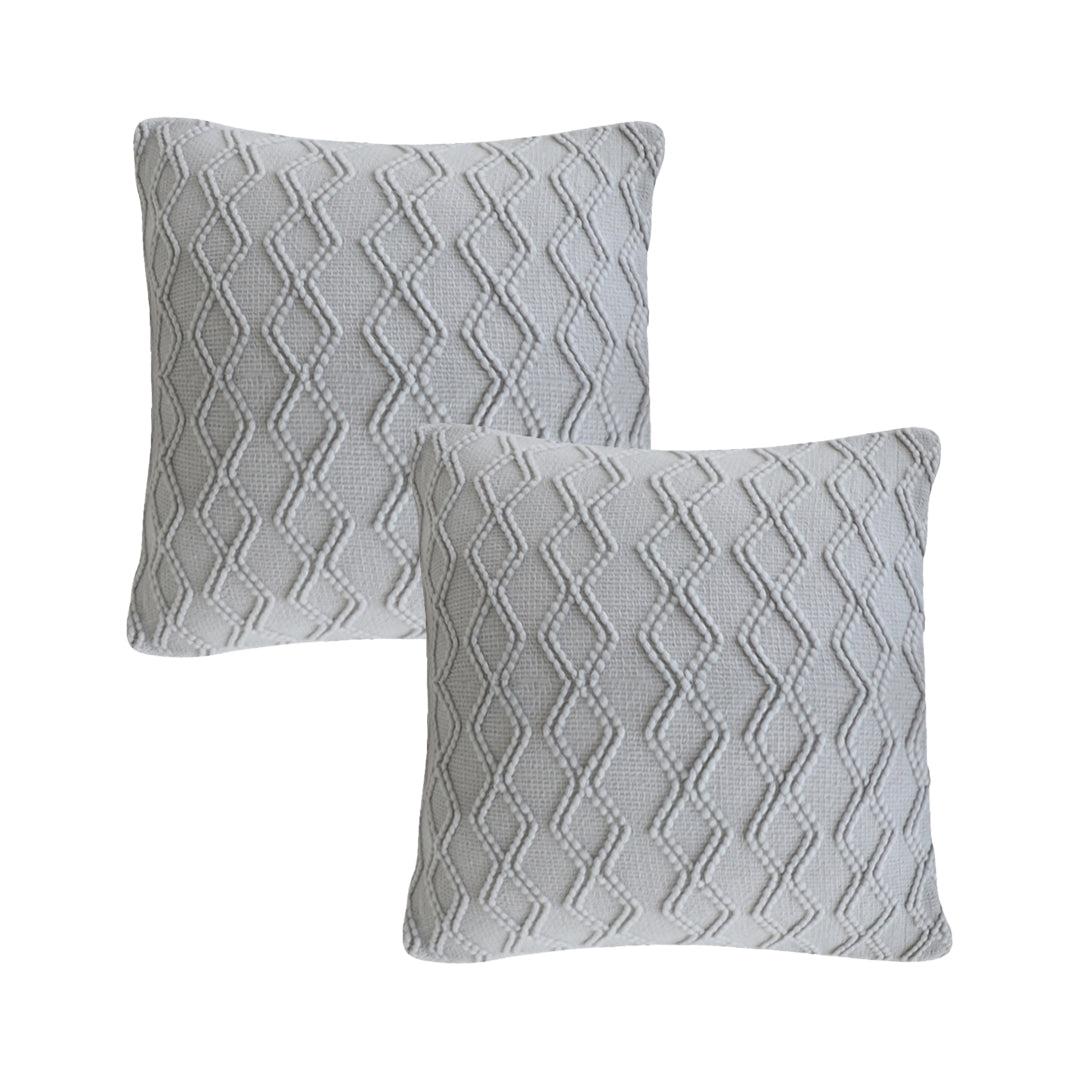 SOGA 2-Pack 45cm Light Gray Diamond Knit Pillowcases – Soft Textured Cushion Covers for Sofa, Bed & Home Décor