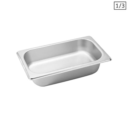 SOGA Gastronorm GN Pan Full Size 1/3 GN Pan 6.5 cm Deep Stainless Steel Tray