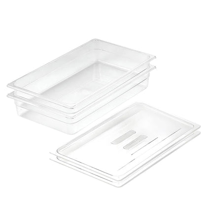 SOGA 100mm Clear Gastronorm GN Pan 1/1 Food Tray Storage Bundle of 2 with Lid