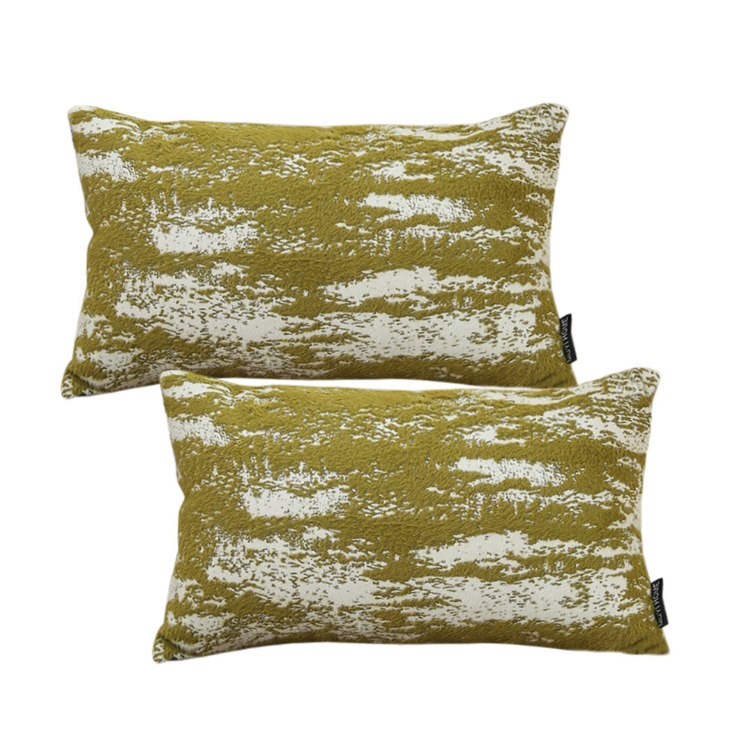 SOGA 2X 30x50cm Olive Green & White Textured Decorative Pillowcase