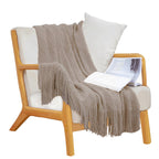 SOGA Diamond Pattern Knitted Throw Blanket – Warm Cozy Woven Cover with Tassels for Couch, Bed, Sofa Home Decor, Coffee
