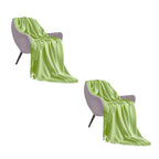 SOGA 2-Pack Acrylic Knitted Throw Blankets – Solid Warm Cozy Woven Covers with Fringes for Couch, Bed, Sofa, Home Decor, Green