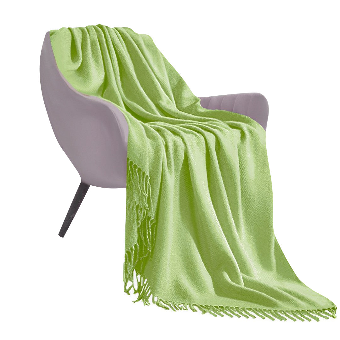 SOGA Acrylic Knitted Throw Blanket – Solid Warm Cozy Woven Cover with Fringes for Couch, Bed, Sofa, Home Decor, Green