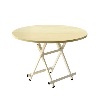 SOGA Maple Grain Dining Table Portable Round Surface Space Saving Folding Desk Home Decor