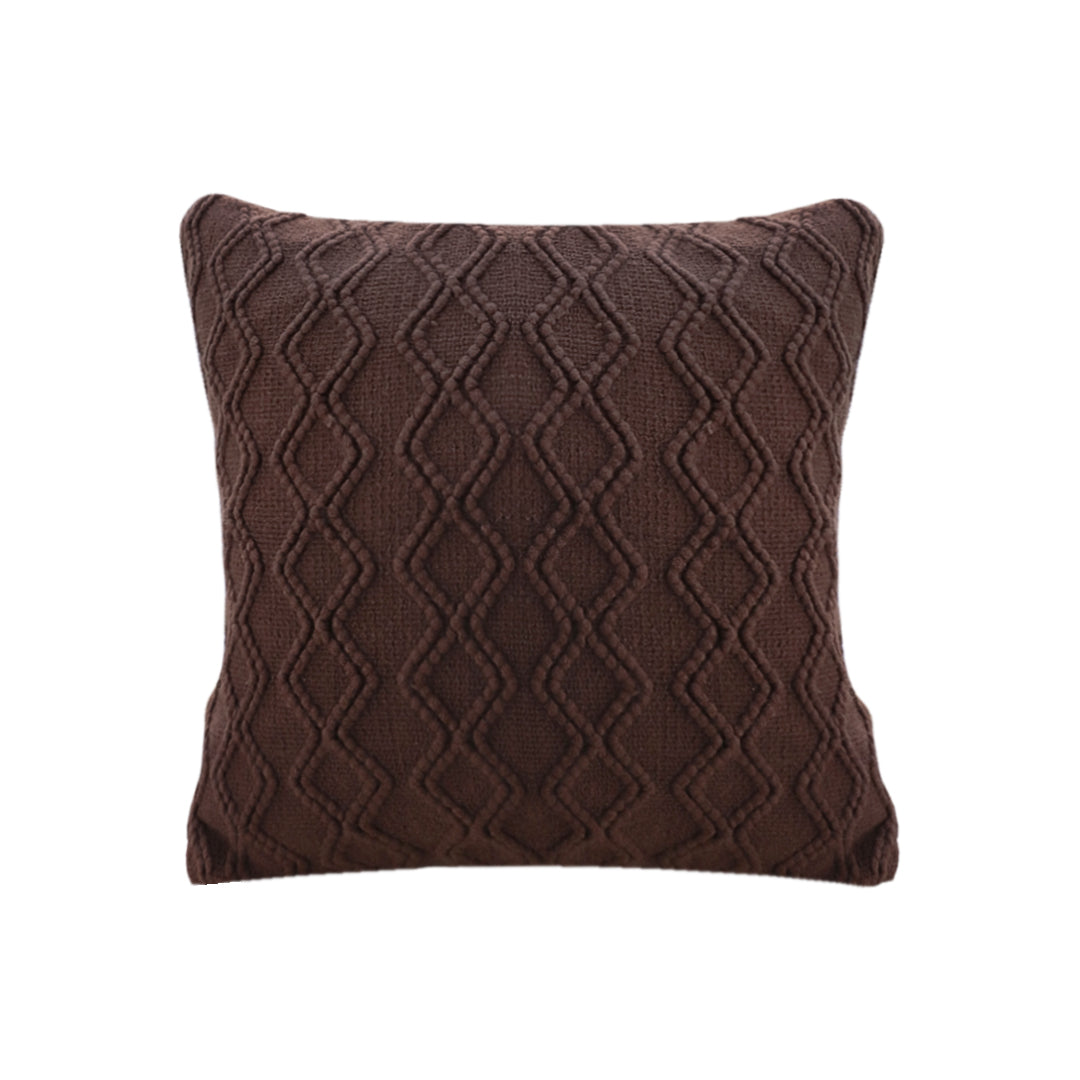 SOGA 45cm Deep Chocolate Brown Diamond Knit Pillowcase