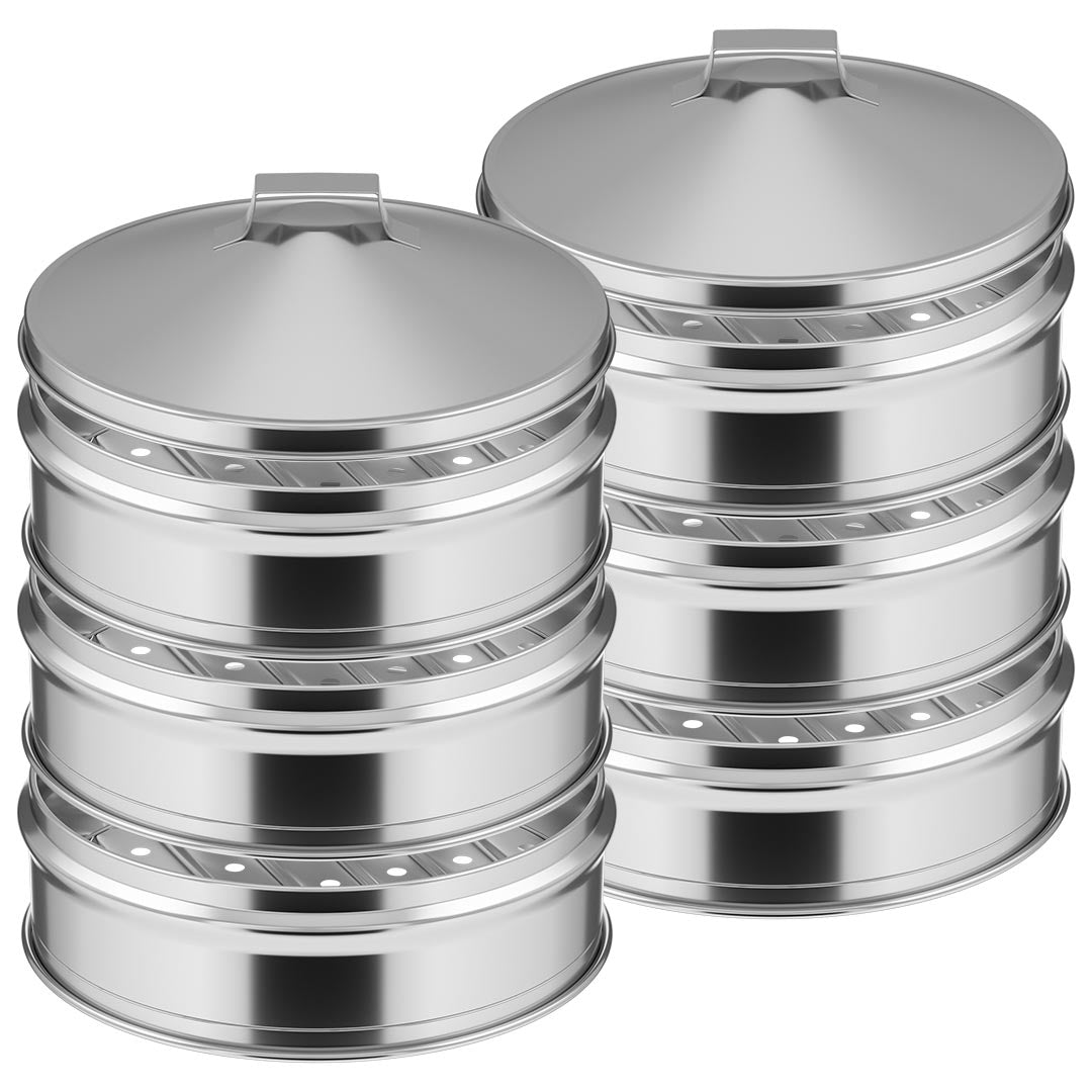 SOGA 2X 3 Tier Stainless Steel Steamers With Lid Work inside of Basket Pot Steamers 25cm